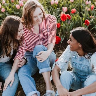 Girls in group talking